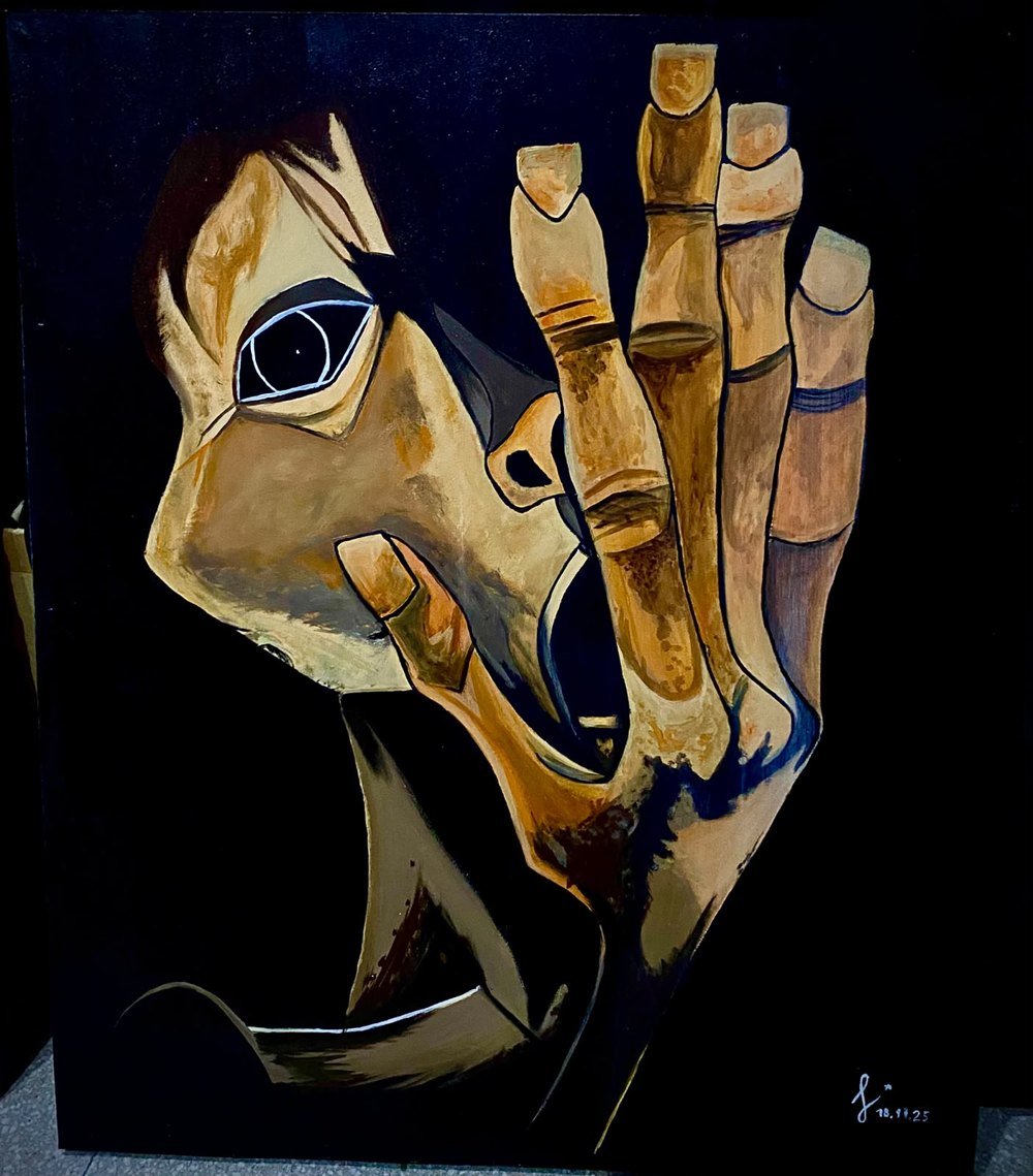Rostro y mano, obra de Gonza Moreno