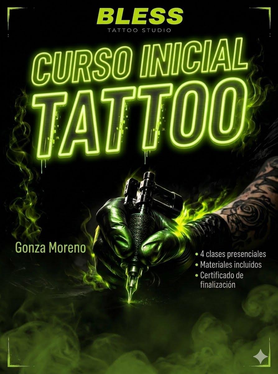 Flyer del Curso Inicial de Tattoo de Bless con Gonza Moreno